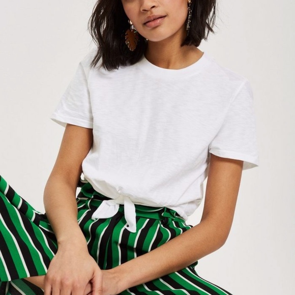 Topshop Tops - Topshop knot front 100% cotton T shirt Size 8